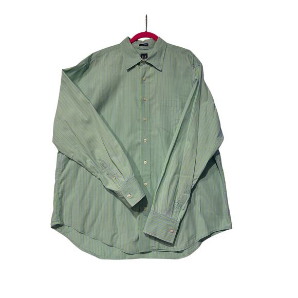 Gap Classic Fit Shirt Men's Size XL Green & Blue Stripee Dress Shirt Button Up - Picture 1 of 6